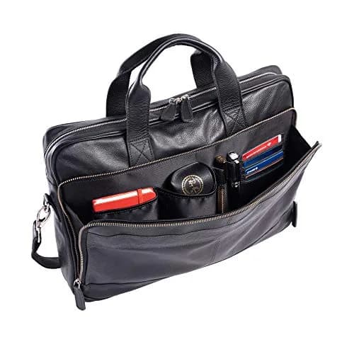 KomalC Leather Briefcase 16 inch (40.64 cm) Laptop Messenger Bag | Premium Buffalo Leather & YKK Zippers thumbnail 3