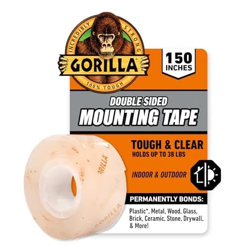 Gorilla Tough & Clear Double Sided Mounting Tape 1" x 150" (Pack of 12) | Weatherproof Clear Adhesive thumbnail 1