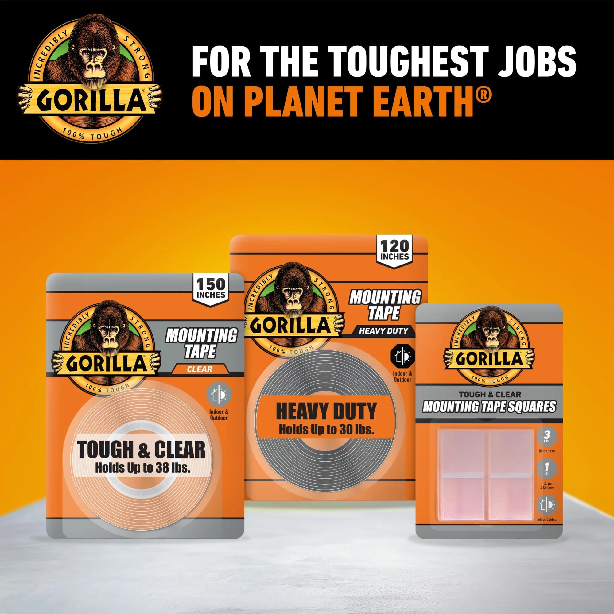 Gorilla Tough & Clear Double Sided Mounting Tape 1" x 150" (Pack of 12) | Weatherproof Clear Adhesive - view 8