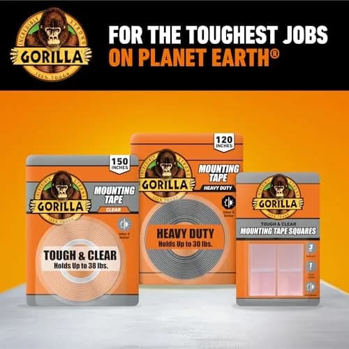Gorilla Tough & Clear Double Sided Mounting Tape 1" x 150" (Pack of 12) | Weatherproof Clear Adhesive thumbnail 8