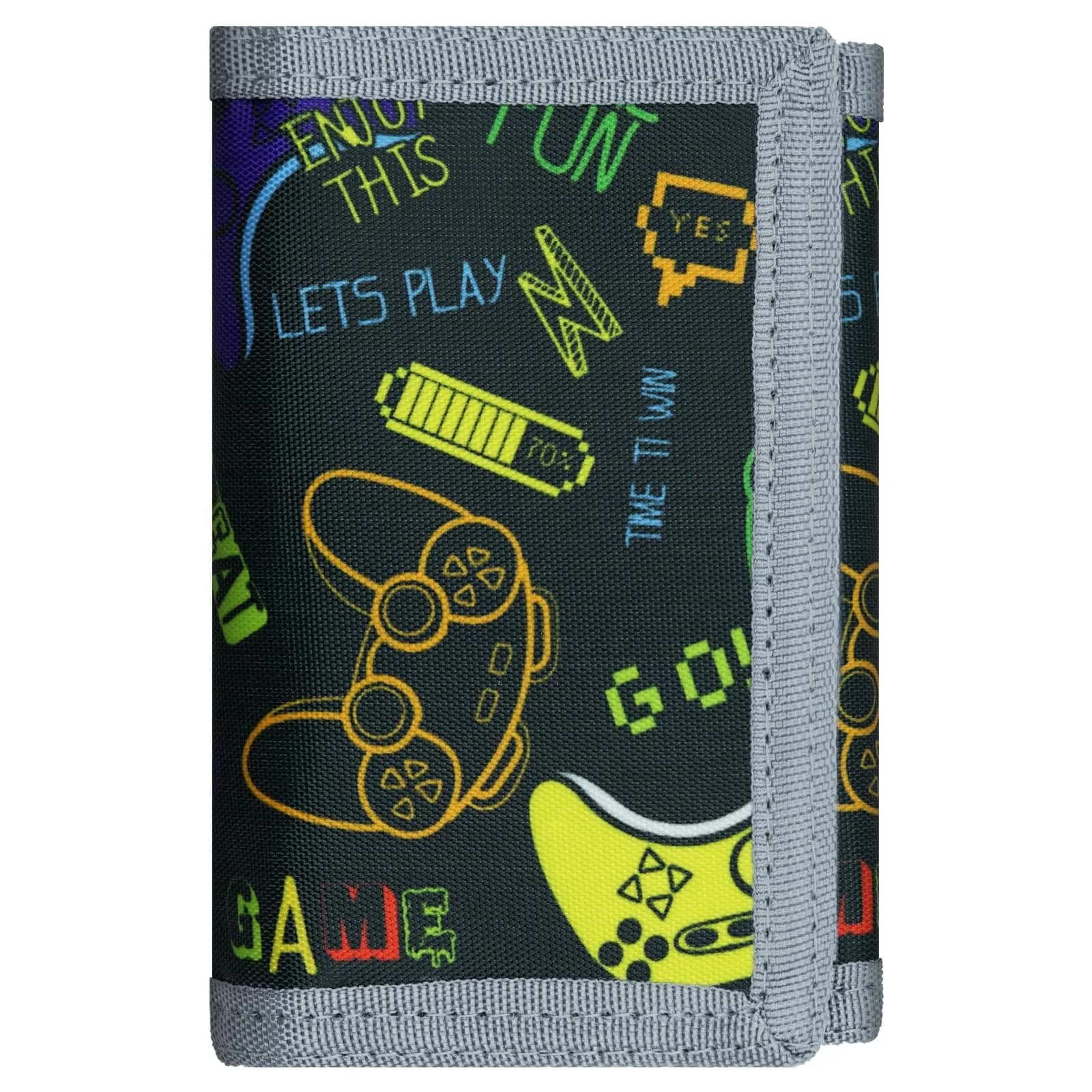 AI-DEE Stripe RFID Trifold Canvas Outdoor Sports Wallet for Kids with Hook & Loop Closure - main product image