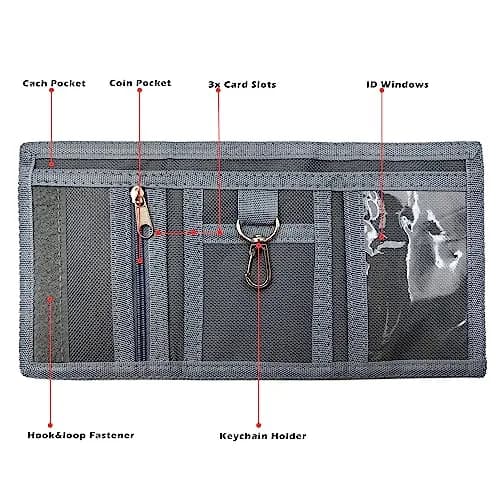 AI-DEE Stripe RFID Trifold Canvas Outdoor Sports Wallet for Kids with Hook & Loop Closure thumbnail 3