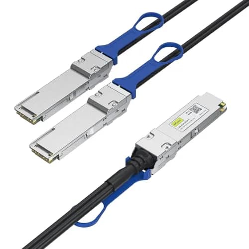 10Gtek 100GbE to 2x50GbE QSFP28 Copper Splitter Cable, 2m | High-Speed Data Center Connectivity thumbnail 1