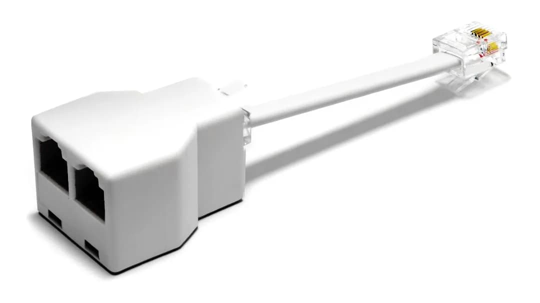 RetailAndBulk Phone Jack Splitter for Landline RJ11 6P4C | Dual Jack Adapter with 2.5 Inch Cable, Made in USA — White