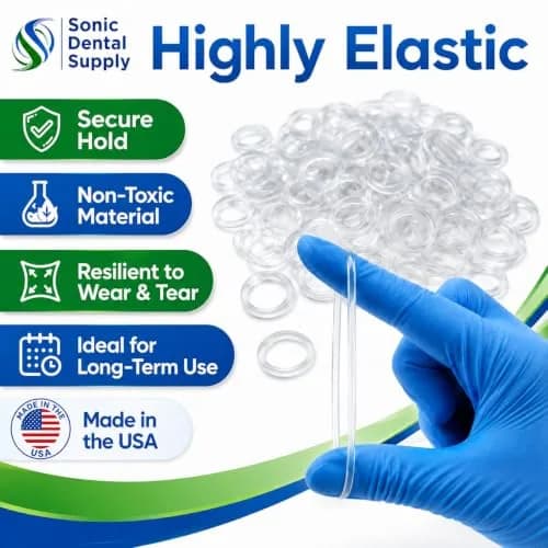 Sonic Dental Supply Clear Elastic Rubber Bands 1/4 inch Heavy 4.5 oz (100 Pack) | Latex-Free Orthodontic Bands for Braces, Hair Braids, Crafts thumbnail 5