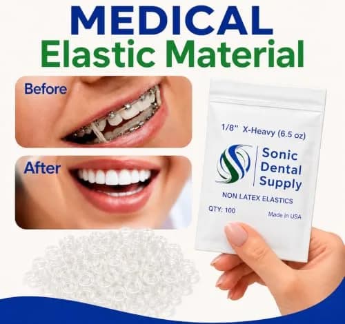 Sonic Dental Supply Clear Elastic Rubber Bands 1/4 inch Heavy 4.5 oz (100 Pack) | Latex-Free Orthodontic Bands for Braces, Hair Braids, Crafts thumbnail 6