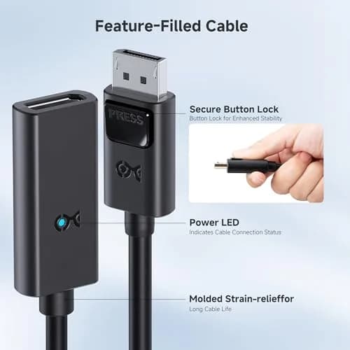 Cable Matters Active DisplayPort Extension Cable, DP 1.4, 3m (10ft) | 8K@60Hz, 32.4 Gbps Bandwidth thumbnail 6