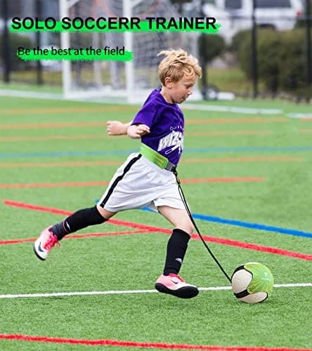Surpop Adjustable Solo Soccer Trainer Belt for Kids and Adults, Green | Solo Practice, Ball Control & Reaction Training thumbnail 2