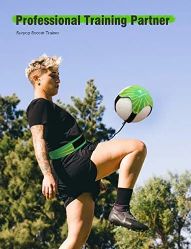 Surpop Adjustable Solo Soccer Trainer Belt for Kids and Adults, Green | Solo Practice, Ball Control & Reaction Training thumbnail 3