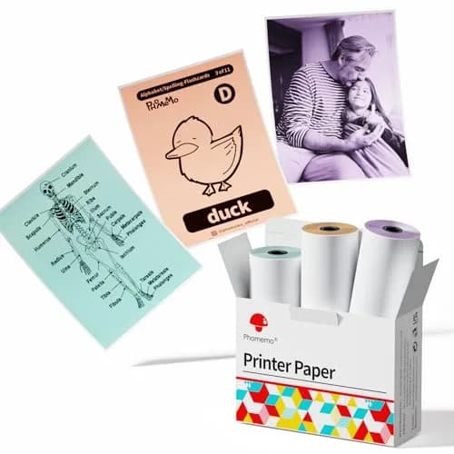 Phomemo M02/M02S/M02 Pro Paper 3 Rolls | Bright White Thermal Photo Paper for Portable Bluetooth Printer thumbnail 1