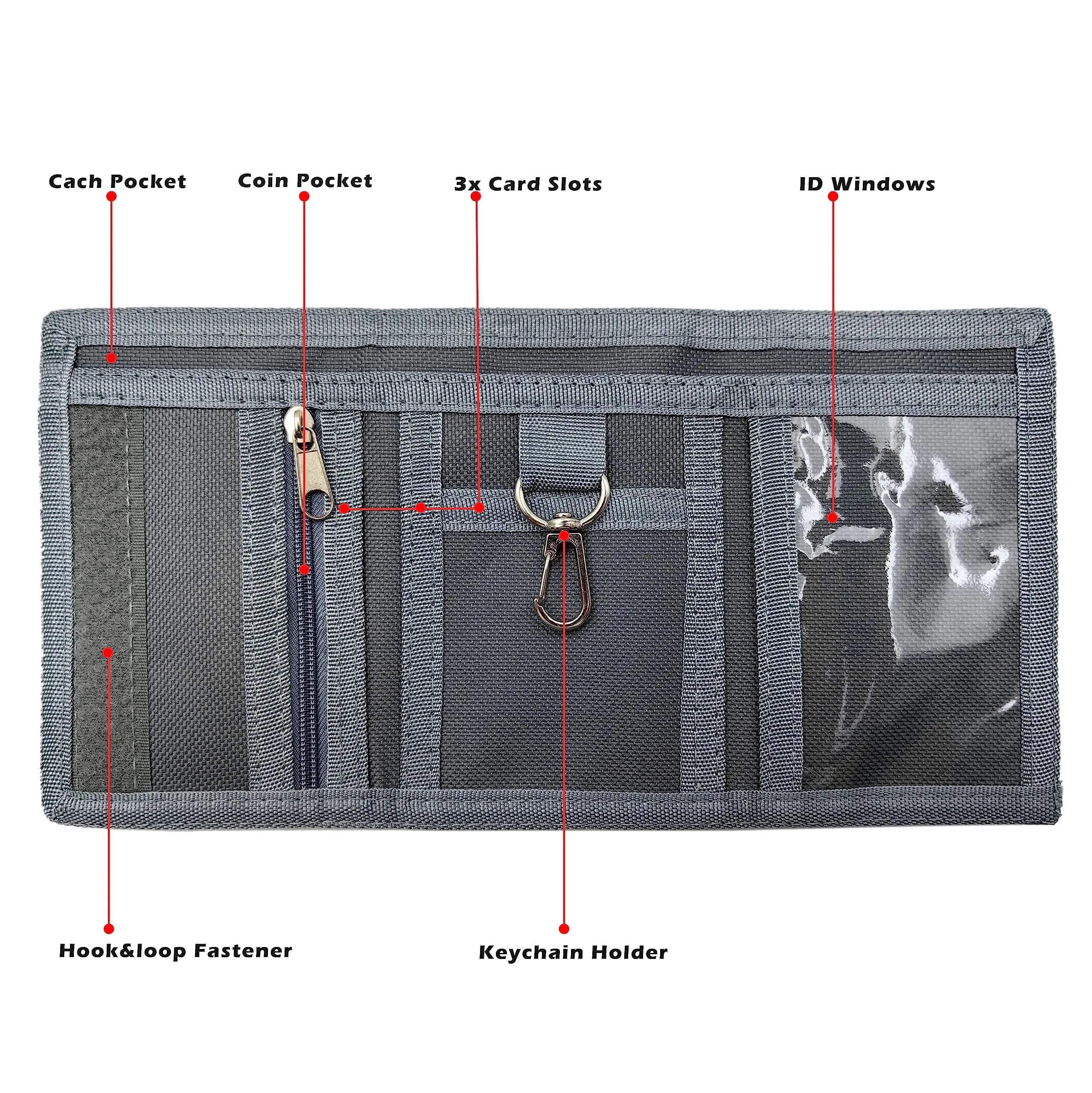 AI-DEE RFID Trifold Canvas Outdoor Sports Wallet for Kids 19cm (7.5in) | Magic Sticker Closure - view 3