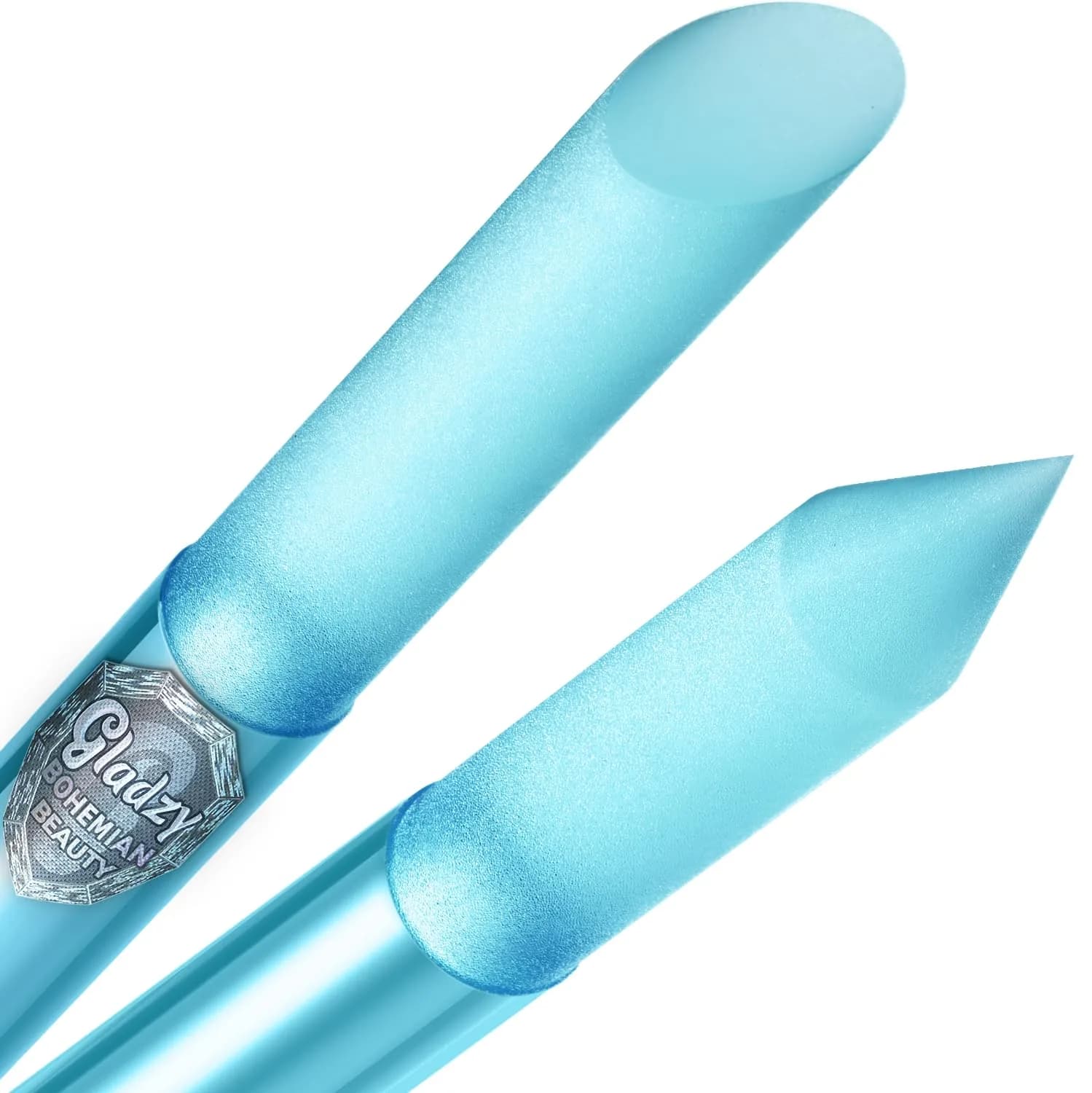 Gladzy Glass Cuticle Pusher - Crystal Glass Cuticle Remover - Professional Nail Care Tool - 160mm (6.3in) — Glass Cuticle Pusher - Baby-blue