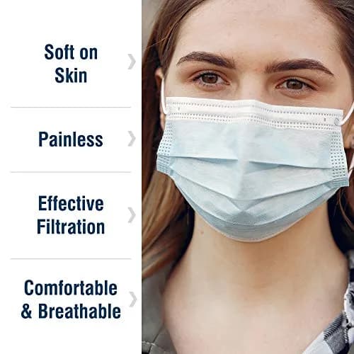 WECARE Disposable Face Mask Individually Wrapped - 50 Pack, Blue Masks 3 Ply | Comfortable, Breathable & Latex-Free thumbnail 4