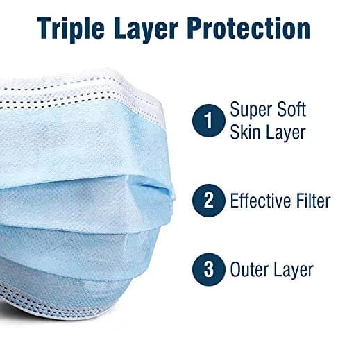 WECARE Disposable Face Mask Individually Wrapped - 50 Pack, Blue Masks 3 Ply | Comfortable, Breathable & Latex-Free thumbnail 3