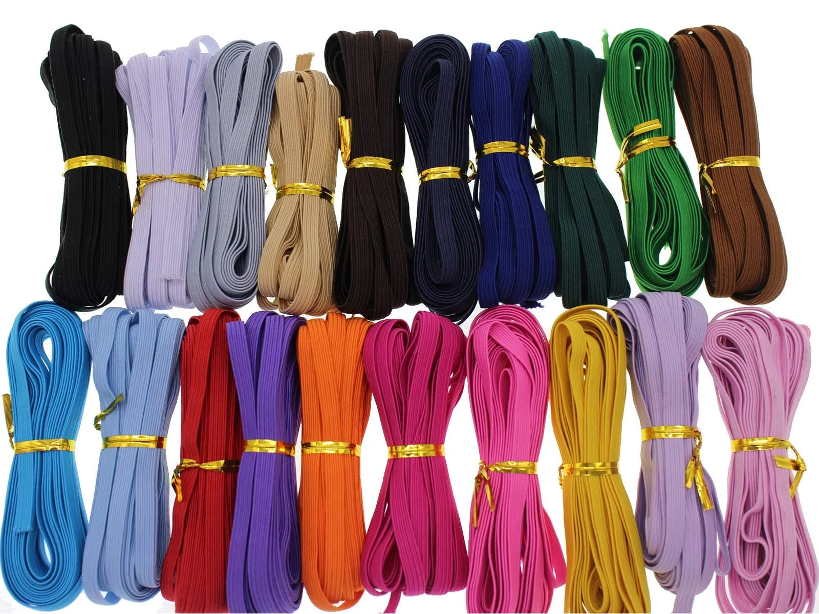 JESEP 1/4in Multi-Color Elastic Band 20 Colors | Durable Sewing & Craft Elastic (100Yd) - main product image