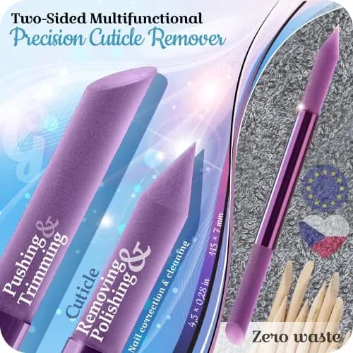 Gladzy Glass Cuticle Pusher - Manicure Stick Violet | 160mm (6.3in) thumbnail 2