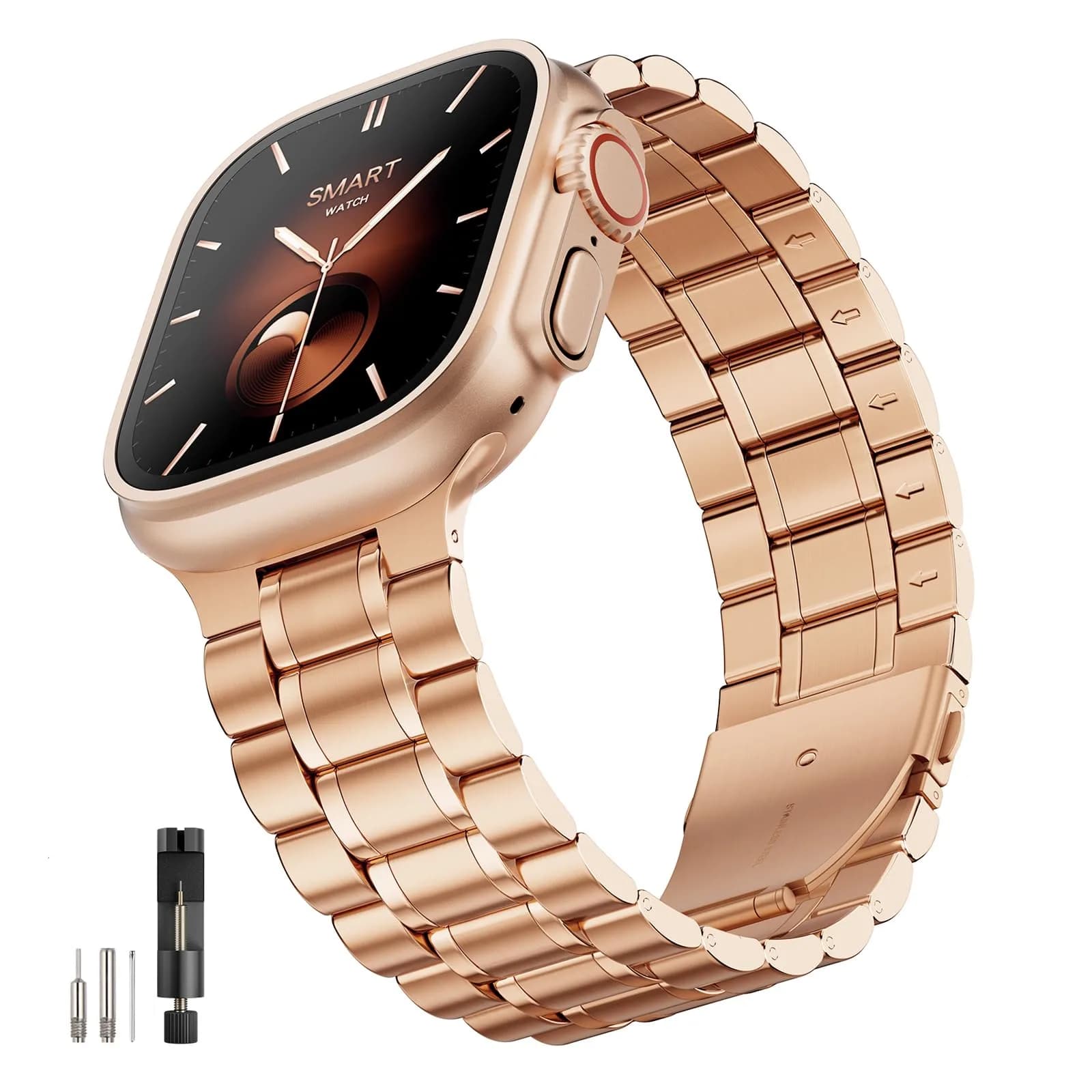 Bestig Stainless Steel Metal Band Compatible with Apple Watch Series 1-11, Ultra 3/2/1, SE 3/2/1 (42mm/44mm/45mm/46mm/49mm) | Adjustable Link Bracelet — 38 mm
