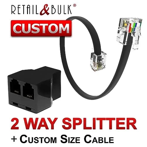 RetailAndBulk Phone Jack Splitter for Landline RJ11 6P4C | Reliable 2-Way Adapter with Custom Cables (en_US) thumbnail 2