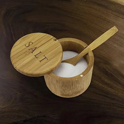 Totally Bamboo Salt Cellar with Spoon & Magnetic Lid, 177ml (6 oz) Capacity | Farmhouse Style Kitchen Storage thumbnail 2