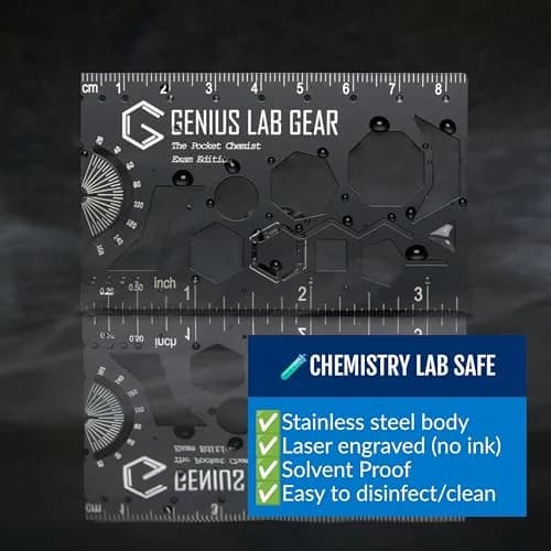 Genius Lab Gear Pocket Chemist Exam Edition: Organic Chemistry Metal Stencil Template 3 in. | Precision Lab Tool for Students & Chemists thumbnail 4
