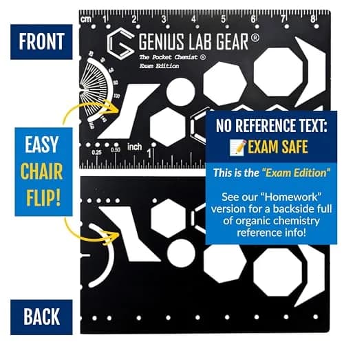 Genius Lab Gear Pocket Chemist Exam Edition: Organic Chemistry Metal Stencil Template 3 in. | Precision Lab Tool for Students & Chemists thumbnail 5