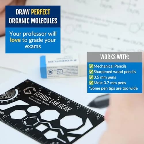Genius Lab Gear Pocket Chemist Exam Edition: Organic Chemistry Metal Stencil Template 3 in. | Precision Lab Tool for Students & Chemists thumbnail 2