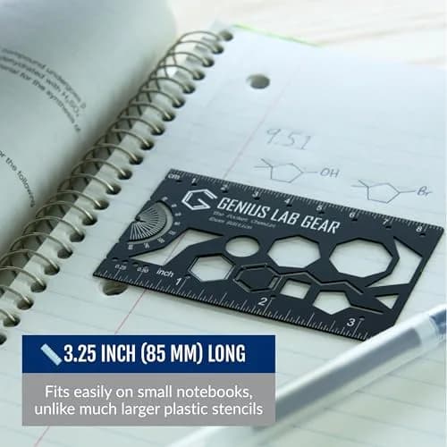 Genius Lab Gear Pocket Chemist Exam Edition: Organic Chemistry Metal Stencil Template 3 in. | Precision Lab Tool for Students & Chemists thumbnail 3