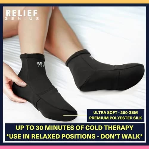 CTR BAND Cold Therapy Socks with Gel Ice Packs, Large, Black | Full Foot Coverage for Pain Relief thumbnail 7