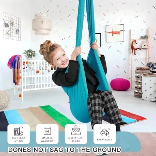 Aokitec Sensory Swing Chair for Kids & Adults, 110x63 inches (279x160 cm) | Soft Nylon Cuddle Hammock for Indoor/Outdoor Use thumbnail 5