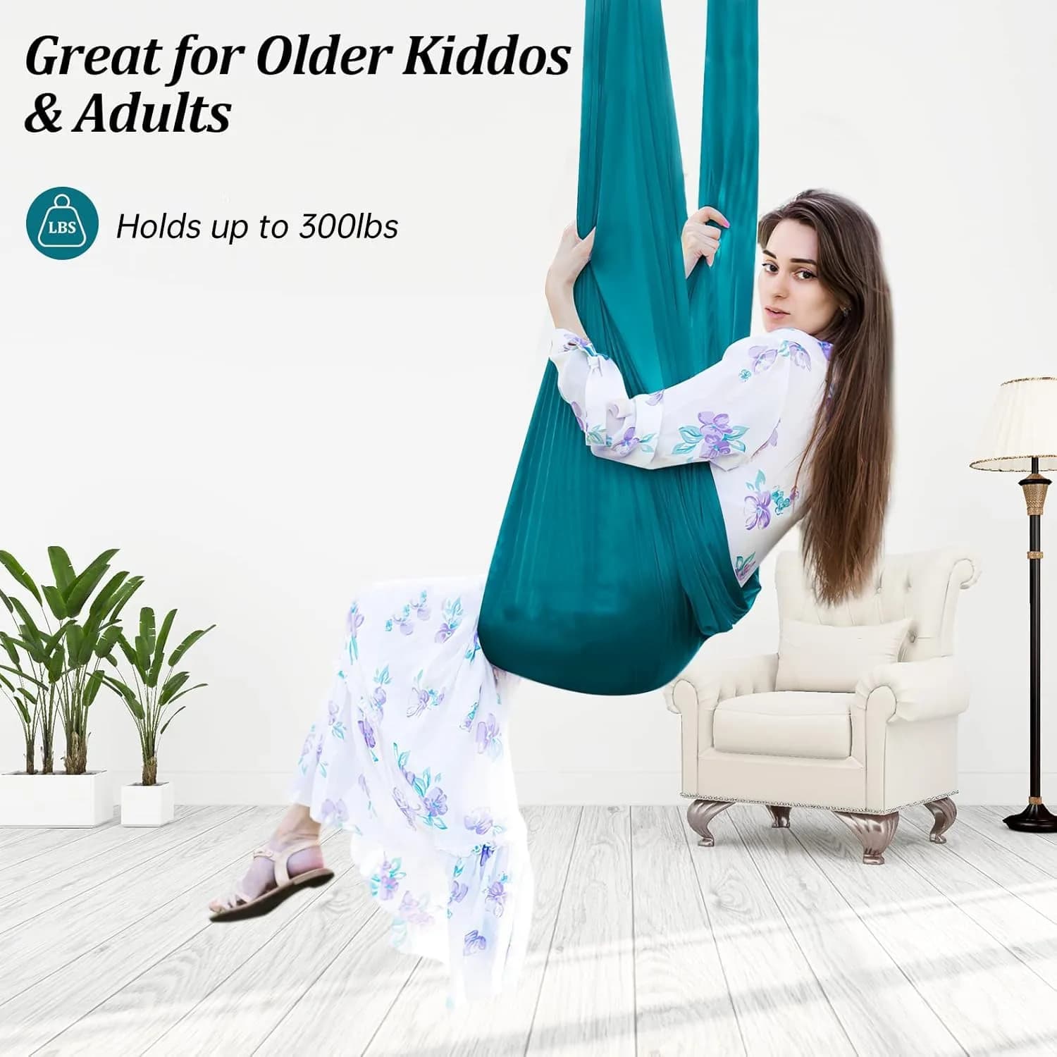 Aokitec Sensory Swing Chair for Kids & Adults, 110x63 inches (279x160 cm) | Soft Nylon Cuddle Hammock for Indoor/Outdoor Use thumbnail 3