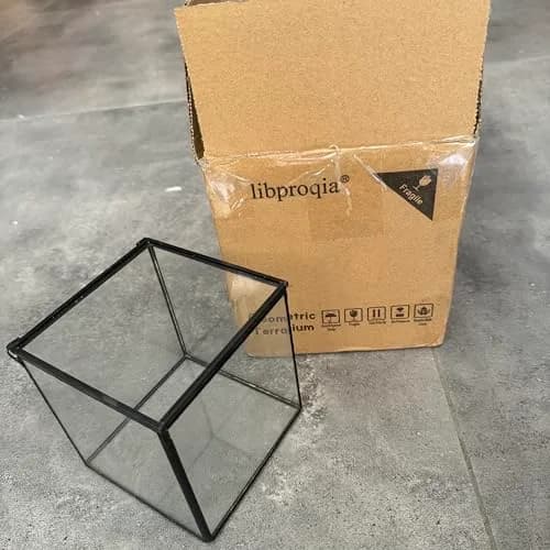 libproqia Small Square Glass Terrarium with Lid 10.9cm (4.3 Inch) | Mini Fairy Garden Display Case thumbnail 7