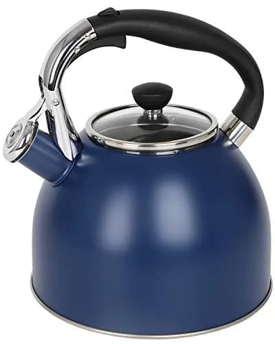 Rorence Whistling Tea Kettle for Stove Top 2.6QT (2.5L) Stainless Steel Navy Blue | Heats Water Fast thumbnail 1