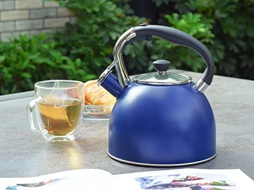 Rorence Whistling Tea Kettle for Stove Top 2.6QT (2.5L) Stainless Steel Navy Blue | Heats Water Fast thumbnail 7