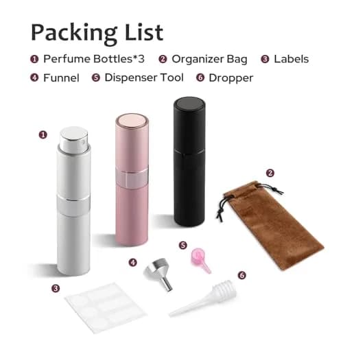 LISAPACK Refillable Perfume Atomizer Spray Bottle 8ml (0.27 Fl Oz) | Twist-Up Leak-Proof Travel Size thumbnail 9