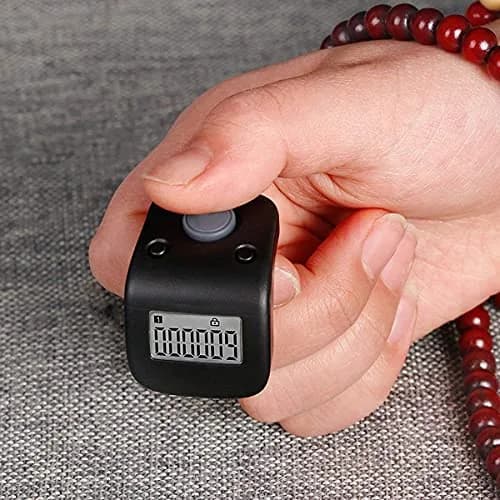 Arvakr Rechargeable Silent Finger Counter 6 Channels Digital Tasbih Tally Clicker with LED (White) | Counts up to 999,999 per channel thumbnail 2