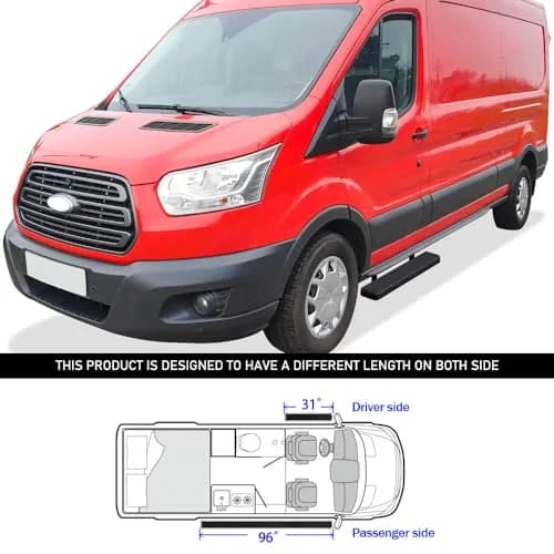 HD Ridez Stainless Steel Running Board 5" Black | Rust-Resistant Full Size Van Step thumbnail 6