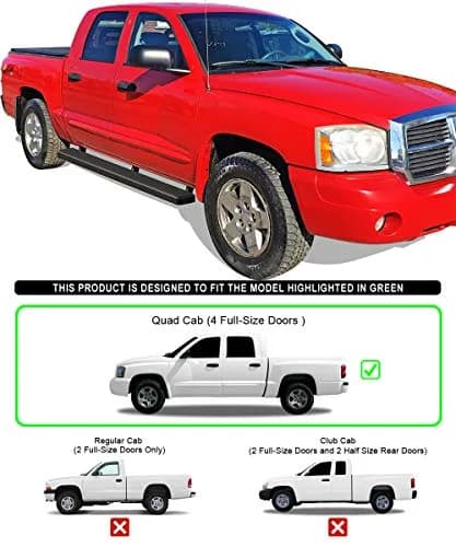 HD Ridez Stainless Steel Running Board 5in Black | Supports up to 300 lbs, Full-Length Anti-Slip Tread, Compatible with Dodge Dakota 2005-2011 thumbnail 6