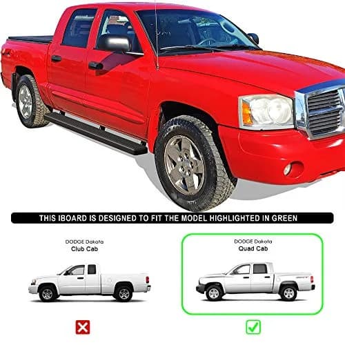 HD Ridez Stainless Steel Running Board 5in Black | Supports up to 300 lbs, Full-Length Anti-Slip Tread, Compatible with Dodge Dakota 2005-2011 thumbnail 7