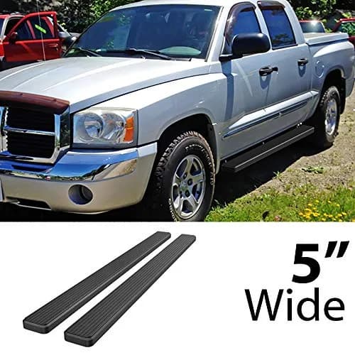 HD Ridez Stainless Steel Running Board 5in Black | Supports up to 300 lbs, Full-Length Anti-Slip Tread, Compatible with Dodge Dakota 2005-2011 thumbnail 2