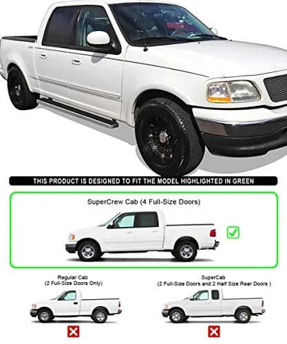 HD Ridez Running Boards Compatible with Ford F150 2001-2003 SuperCrew Cab 5" Polished Nerf Bar Side Steps thumbnail 6