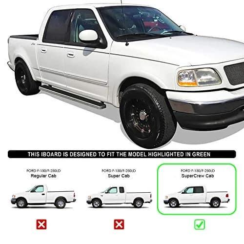 HD Ridez Running Boards Compatible with Ford F150 2001-2003 SuperCrew Cab 5" Polished Nerf Bar Side Steps thumbnail 7