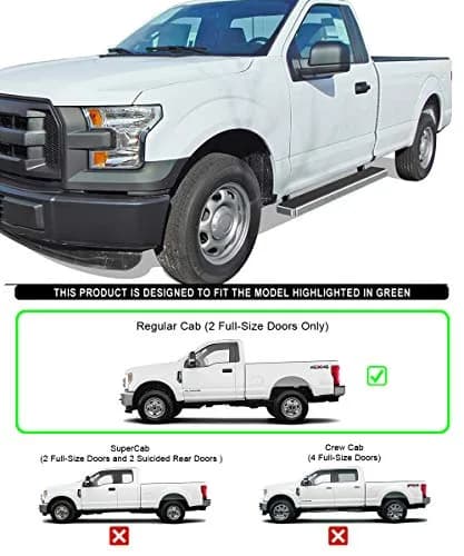 HD Ridez Running Board 6" Silver Compatible with Ford F150 2015-2026 Regular Cab & F-250 F-350 Super Duty 2017-2026 | Lightweight Aluminum Support 300 lbs thumbnail 6