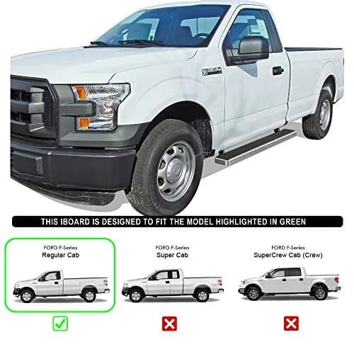 HD Ridez Running Board 6" Silver Compatible with Ford F150 2015-2026 Regular Cab & F-250 F-350 Super Duty 2017-2026 | Lightweight Aluminum Support 300 lbs thumbnail 7
