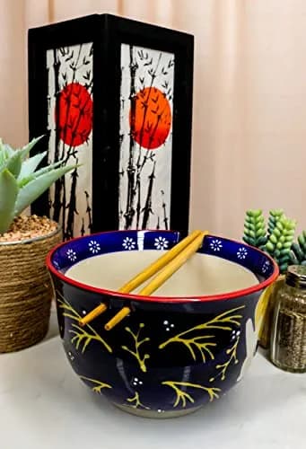 Ebros Gift Whimsical 2 Bunny Rabbits Jumping Over A Full Yellow Moon Soup Bowl 6.25" Diameter | Whimsical Asian Dining Decor thumbnail 7
