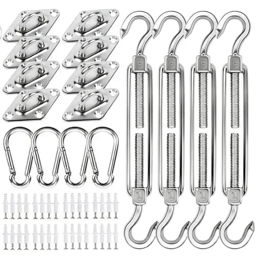 YOFIT 80-Piece Shade Sail Hardware Kit 6-8.4 inch Adjustable Turnbuckles (1.5 lb / 0.7 kg) | Heavy-Duty 304 Stainless Steel for Triangle & Rectangle Sails thumbnail 1