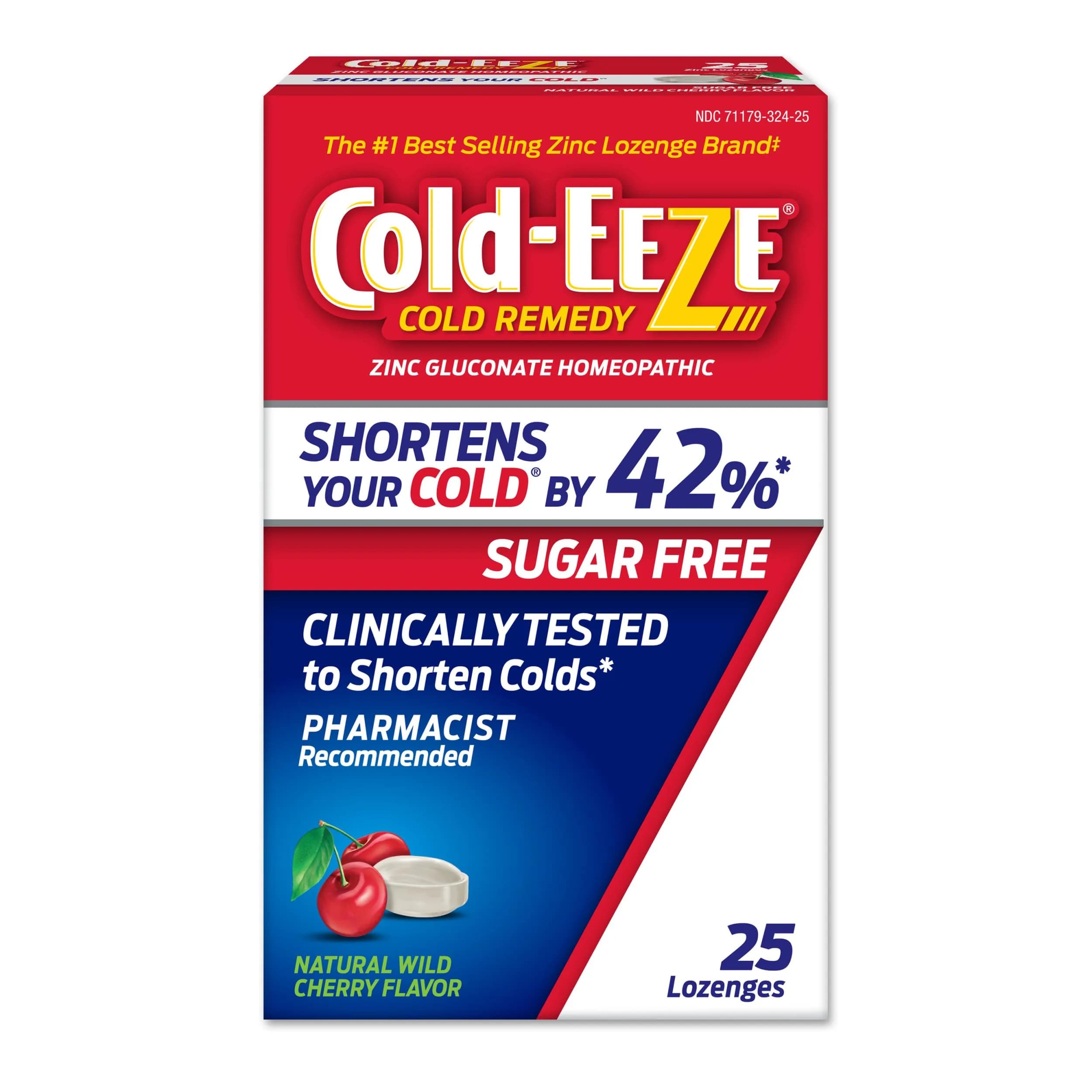 Cold-Eeze Sugar-Free Wild Cherry Zinc Lozenges 25 Ct | Shortens Cold Duration & Severity — Lozenge