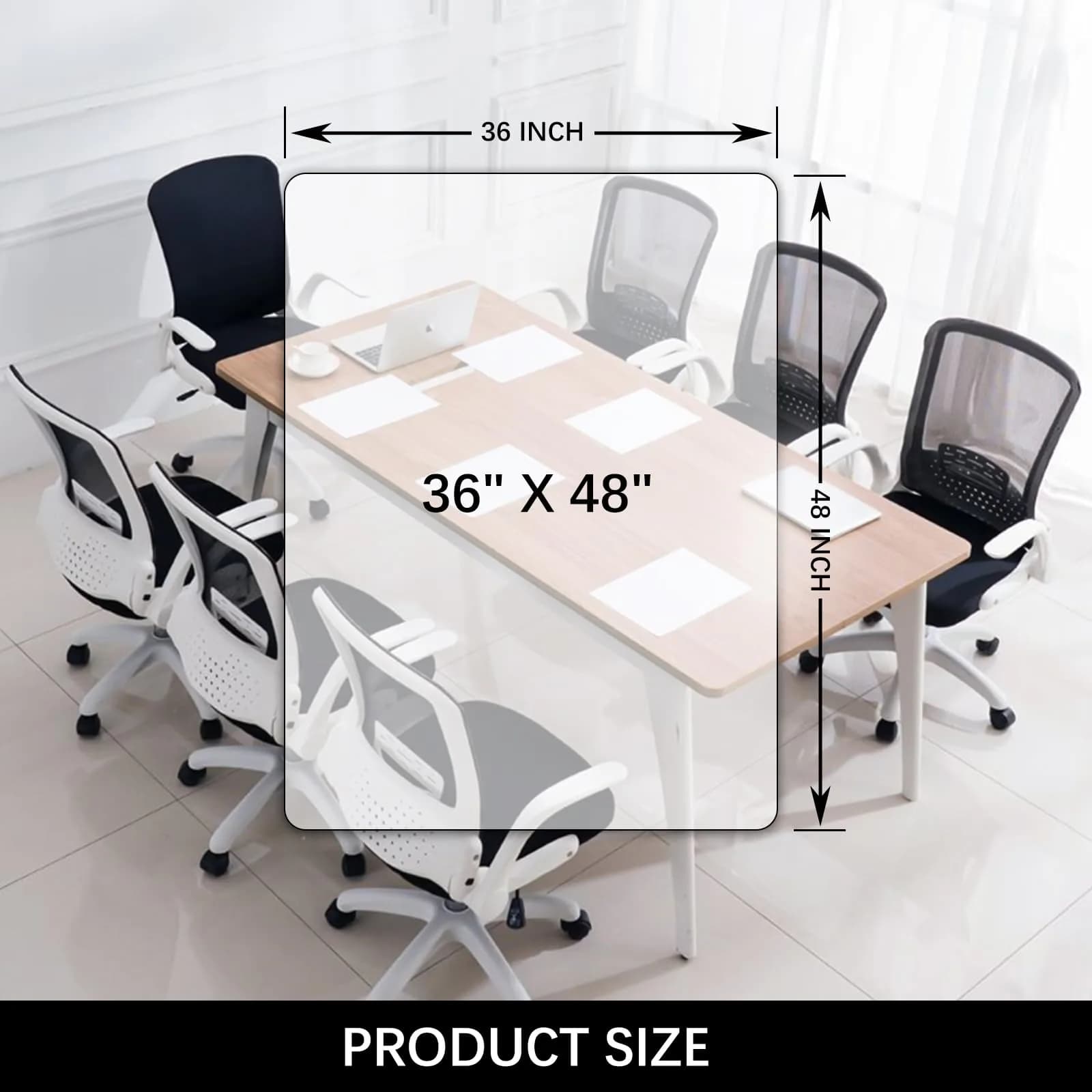 Kuyal Clear 36" x 48" Rectangle Chair Mat for Hardwood Floor | Protects Wood, Tile, Laminate - view 7