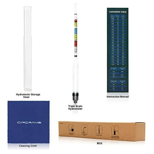 Circrane Triple Scale Hydrometer for Home Brewing | Accurate ABV, Brix & Gravity Test Kit (0.99-1.17 SG, 0-35 Brix, 0-20% ABV) thumbnail 2