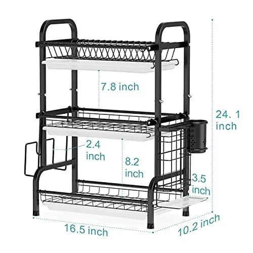 Warmfill Dish Drying Rack 3 Tier Stainless Steel Large Capacity Rustproof Kitchen Organizer thumbnail 5