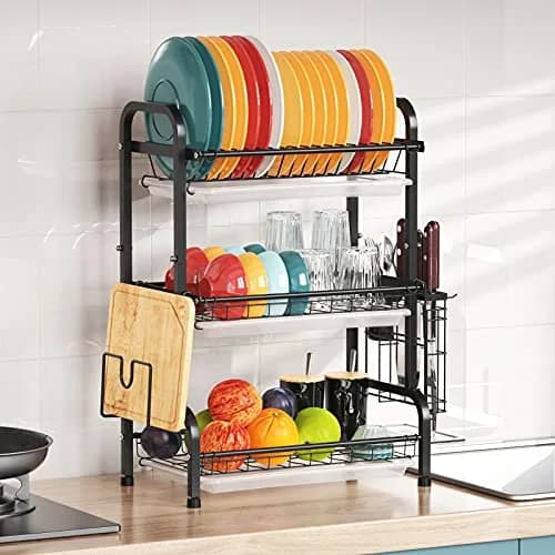 Warmfill Dish Drying Rack 3 Tier Stainless Steel Large Capacity Rustproof Kitchen Organizer thumbnail 3